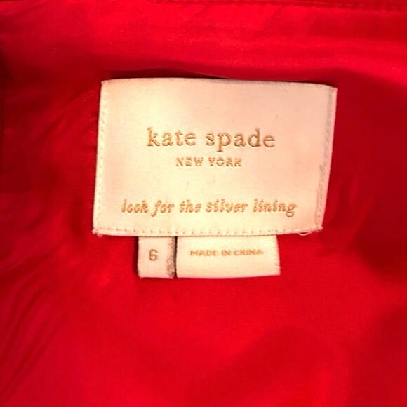 Kate Spade Women’s Luna Ruffle Sleeve Wool Blend Dress Red Size 6 - Picture 9 of 9
